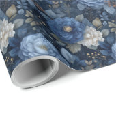 Elegant Christmas Blue and White Floral Gift  Geschenkpapier (Rolleneckpunkt)