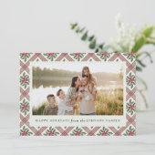 Elegant Christmas Botanical Plaid Feiertagskarte (Stehend Vorderseite)