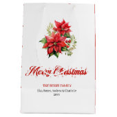 Elegant Christmas Bouquet Script Font Gift Bag Mittlere Geschenktüte (Rückseite)