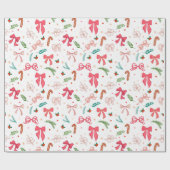 Elegant Christmas bow and candy pattern Geschenkpapier (Flach)