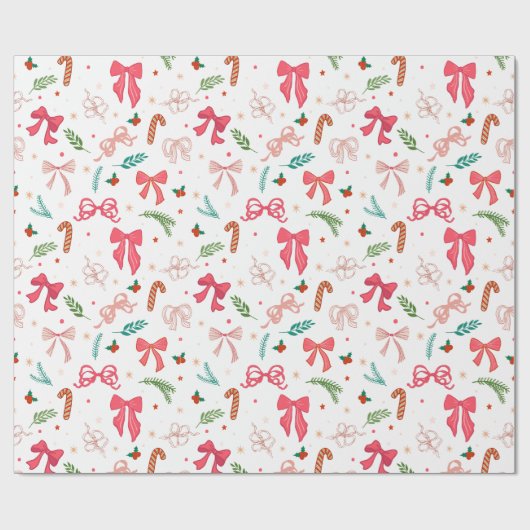 Elegant Christmas bow and candy pattern Geschenkpapier (Flach)