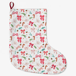 Elegant Christmas bow and candy pattern Großer Weihnachtsstrumpf