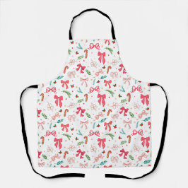 Elegant Christmas bow and candy pattern Schürze