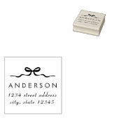 Elegant Christmas Bow Family Name Return Address Gummistempel (Stempel)