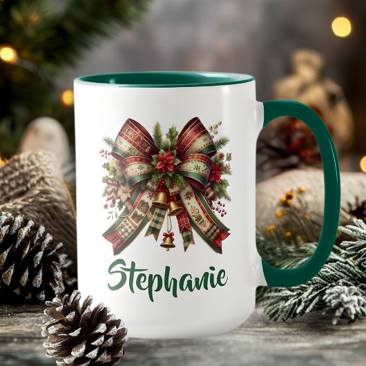 Elegant Christmas Bow Mug Gift Tasse