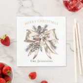 Elegant Christmas Bow Personalized Napkins Serviette (Beispiel)