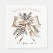 Elegant Christmas Bow Personalized Napkins Serviette (Vorderseite)