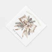 Elegant Christmas Bow Personalized Napkins Serviette (Ecke)