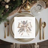 Elegant Christmas Bow Personalized Napkins Serviette