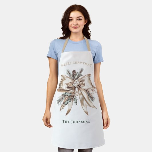 Elegant Christmas Bow Personalized  Schürze (Getragen)