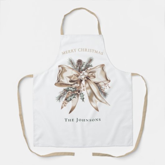 Elegant Christmas Bow Personalized  Schürze (Vorderseite)