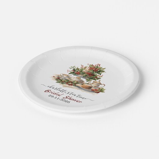 Elegant Christmas Bridal Shower Tea Time Party Pappteller (Schrägansicht)