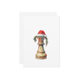 Elegant Christmas Chess Card – Watercolor King Feiertagskarte