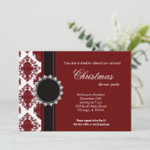 Elegant Christmas Damask Einladung (Stehend Vorderseite)