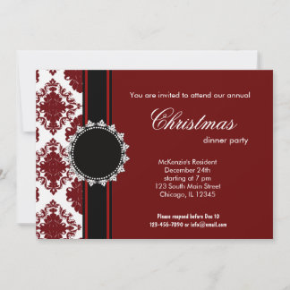 Elegant Christmas Damask Einladung