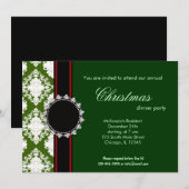 Elegant Christmas Damask Einladung (Vorne/Hinten)