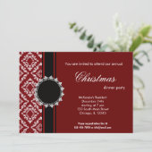 Elegant Christmas Damask Einladung (Stehend Vorderseite)