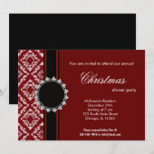 Elegant Christmas Damask Einladung (Vorne/Hinten)