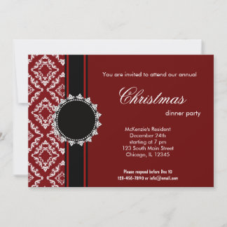 Elegant Christmas Damask Einladung