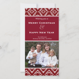 Elegant Christmas Damask Feiertagskarte