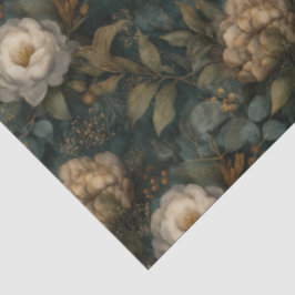 Elegant Christmas Dark Green and White Floral Seidenpapier
