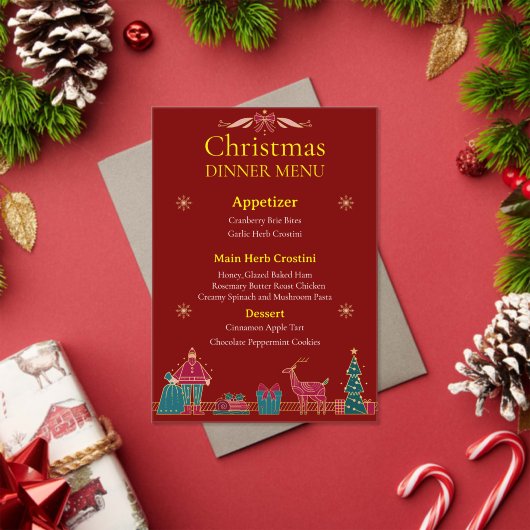Elegant Christmas Dinner Menu | Classic Red & Gold Acryleinladungen (Insitu (Feiertag))