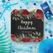 Elegant Christmas Dinner Party Red Flowers Pappteller (Party)