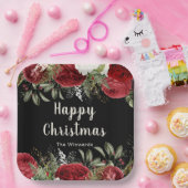 Elegant Christmas Dinner Party Red Flowers Pappteller (Party)