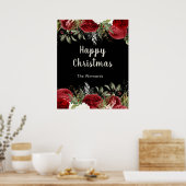 Elegant Christmas Dinner Party Red Flowers Poster (Küche)