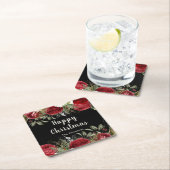 Elegant Christmas Dinner Party Red Flowers Rechteckiger Pappuntersetzer (Vor Ort)