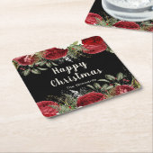 Elegant Christmas Dinner Party Red Flowers Rechteckiger Pappuntersetzer (angewinkelt)