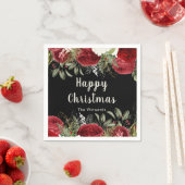 Elegant Christmas Dinner Party Red Flowers Serviette (Beispiel)