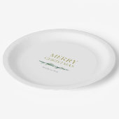 Elegant Christmas Evergreen Personalized Pappteller (Schrägansicht)