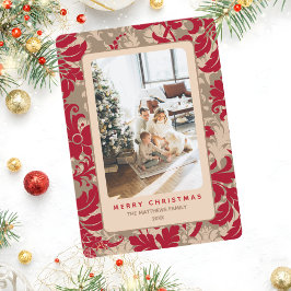 Elegant Christmas Floral Custom Photo Feiertagskarte
