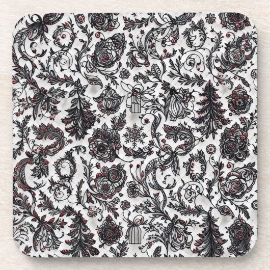 Elegant Christmas floral ornament pattern design Getränkeuntersetzer (Vorderseite)