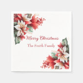 Elegant Christmas Floral Poinsettia Paper Napkins Serviette (Vorderseite)