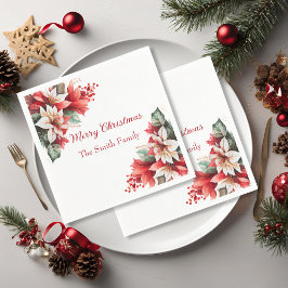 Elegant Christmas Floral Poinsettia Paper Napkins Serviette