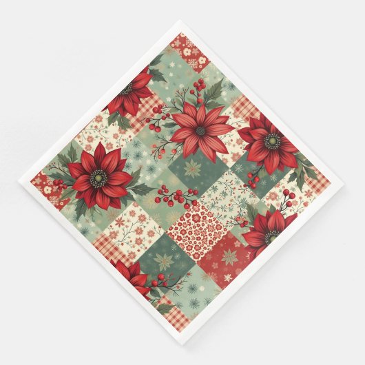 Elegant Christmas Floral Quilt Pattern  Serviette (Ecke)