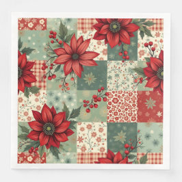 Elegant Christmas Floral Quilt Pattern  Serviette