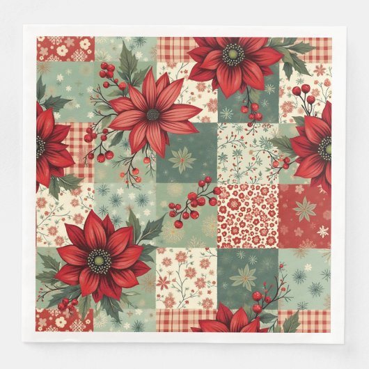 Elegant Christmas Floral Quilt Pattern  Serviette (Vorderseite)