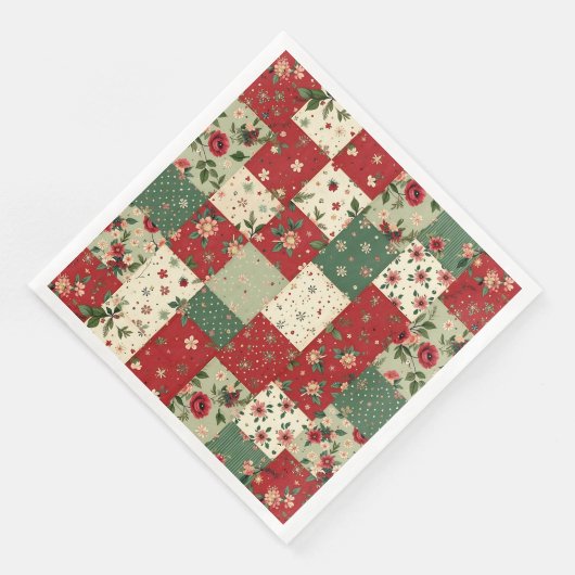 Elegant Christmas Floral Quilt Pattern  Serviette (Ecke)