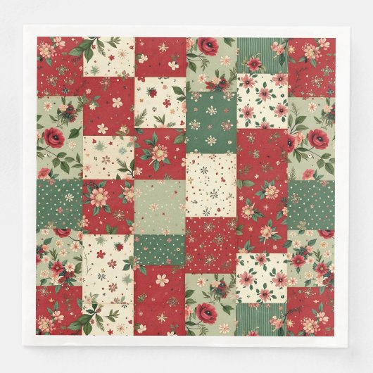 Elegant Christmas Floral Quilt Pattern  Serviette (Vorderseite)
