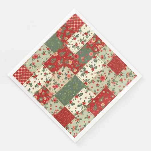 Elegant Christmas Floral Quilt Pattern  Serviette (Ecke)
