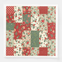 Elegant Christmas Floral Quilt Pattern  Serviette