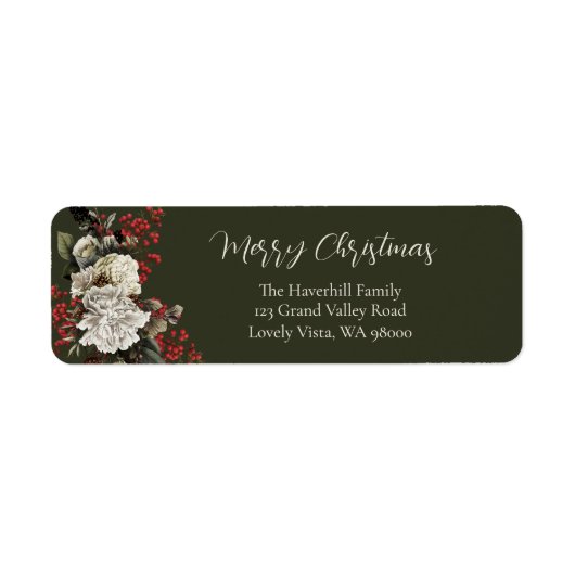 Elegant Christmas Floral Return Address (Vorne)