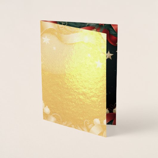 Elegant Christmas Frame Background with Gold Stars Folienkarte (Vorderseite)