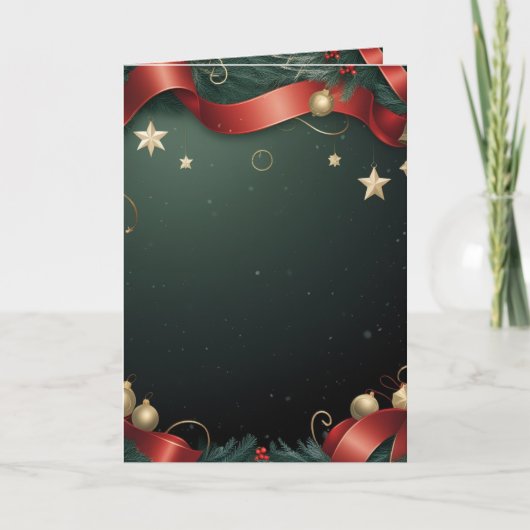 Elegant Christmas Frame Background with Gold Stars Karte (Vorderseite)