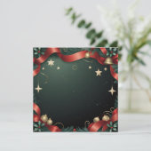Elegant Christmas Frame Background with Gold Stars Karte (Stehend Vorderseite)
