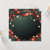 Elegant Christmas Frame Background with Gold Stars Karte (Vorderseite/Rückseite Beispiel)