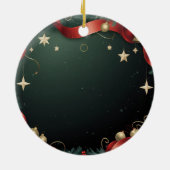 Elegant Christmas Frame Background with Gold Stars Keramik Ornament (Hinten)